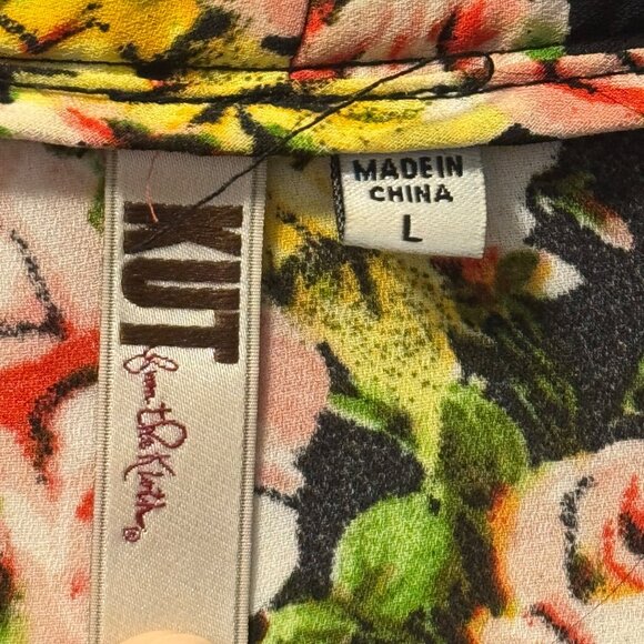 Kut From The Kloth Floral Kimono Jacket With Pearl Beaded Trim Sz Large - Picture 4 of 12